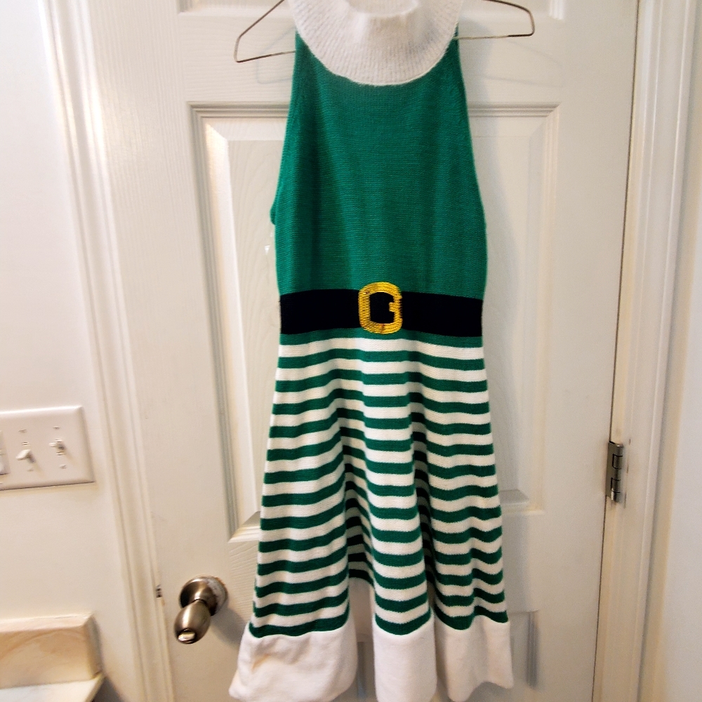 Green and White Christmas Dress